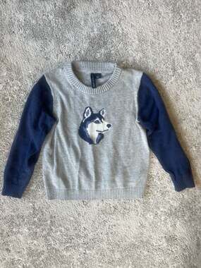 Janie and Jack Boys Husky Dog Intarsia Knit Sweater